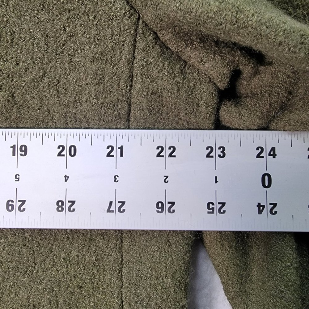 Y2K Chico's Green Wool Blend Ruffled Round Neck Button Up Maximalist Jacket Coat - Picture 6 of 15